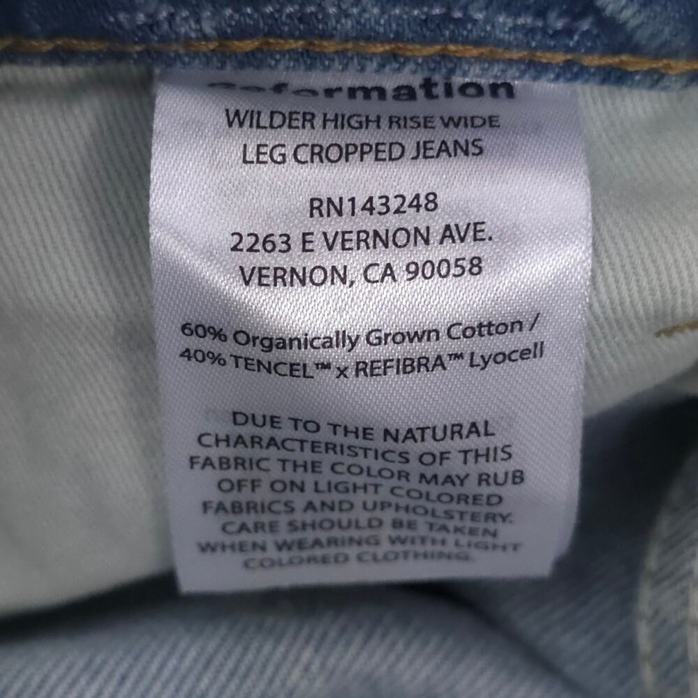 Reformation Wilder High Rise Wide Leg Cropped Jeans in Dillon - Picture 8 of 11